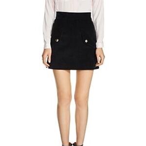 Maje Jinelle Ribbed Velvet Mini Skirt Dark Navy Size S